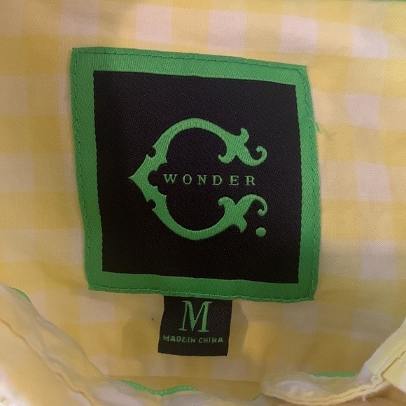 C. Wonder Yellow Plaid Button Down Shirt Medium - Picture 2 of 4